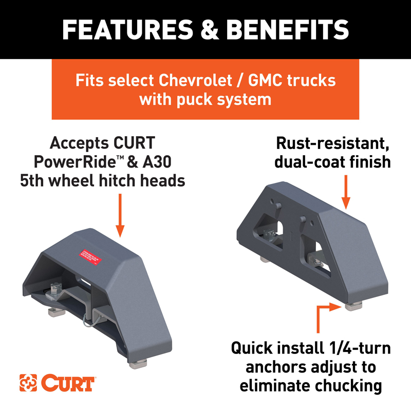 CURT | Puck 5th Wheel Legs - Silverado / Sierra 2500 HD / 3500 HD 6.6L 2020-2023