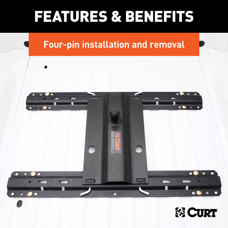 CURT | Bent Plate 5th Wheel Rail Gooseneck Hitch with 2-5/16" Ball, 25K (3" Offset)