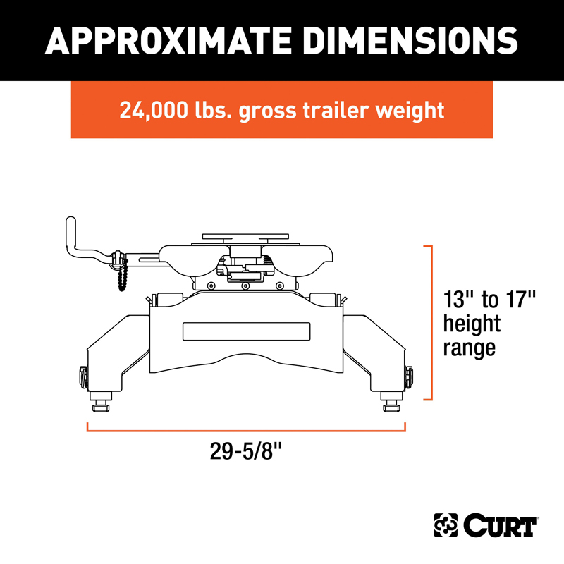 CURT | Q24 5th Wheel Hitch - Silverado / Sierra 2500 HD / 3500 HD 6.0L / 6.6L 2016-2019
