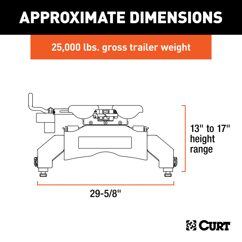 CURT | Q25 5th Wheel Hitch - Silverado / Sierra 2500 HD / 3500 HD 6.0L / 6.6L 2016-2019