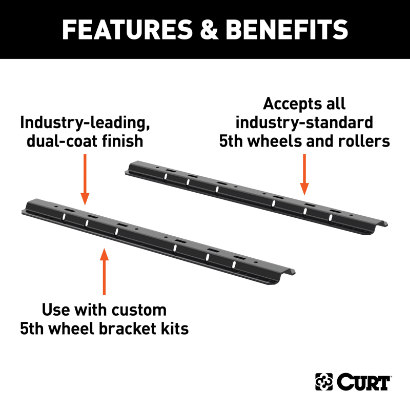 CURT | Universal 5th Wheel Base Rails, 25K (Gloss Black)