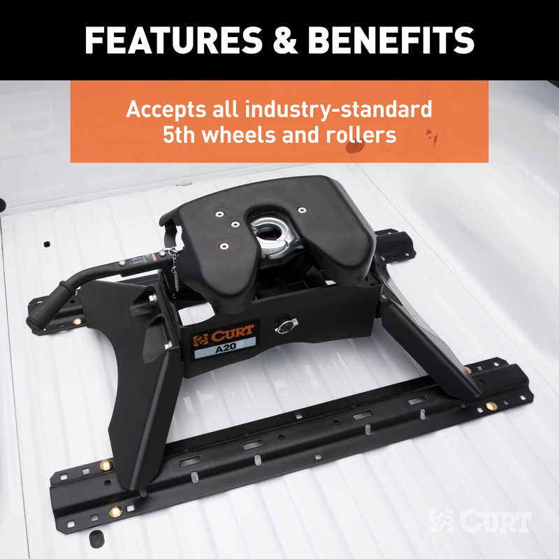 CURT | Universal 5th Wheel Base Rails, 25K (Carbide Black)