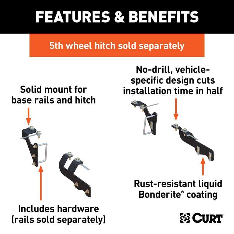 CURT | Custom 5th Wheel Brackets - Ram 1500 3.0L / 3.6L / 5.7L 2019-2022