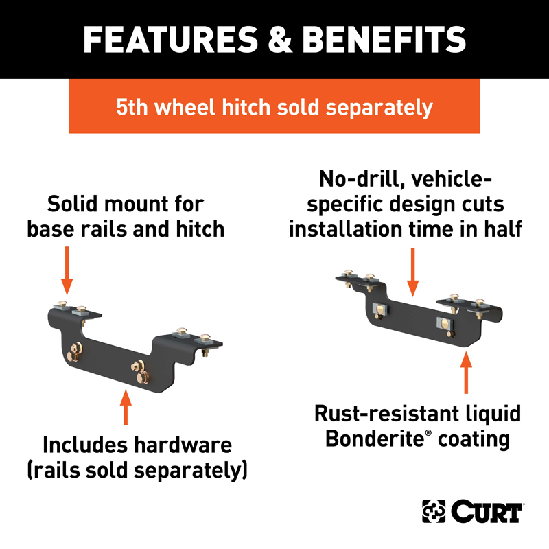 CURT | Custom 5th Wheel Brackets - Silverado / Sierra 2500 HD / 3500 HD 6.0L / 6.6L 2011-2019