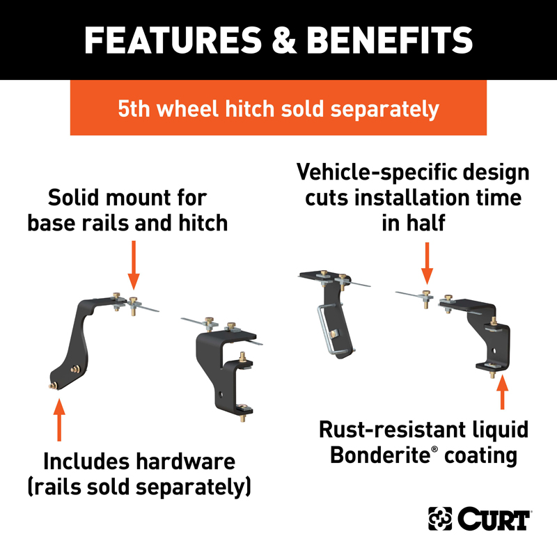 CURT | Custom 5th Wheel Brackets - Ram 1500 3.7L / 4.7L / 5.7L 2009-2010