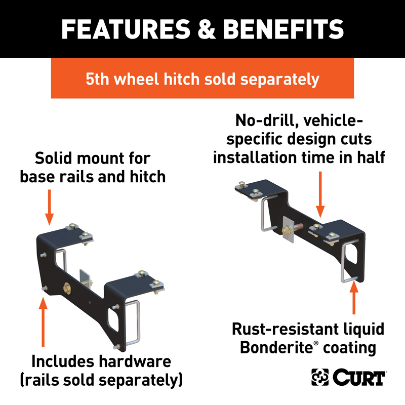 CURT | Custom 5th Wheel Brackets - Silverado / Sierra 1500 / Limited 2019-2022