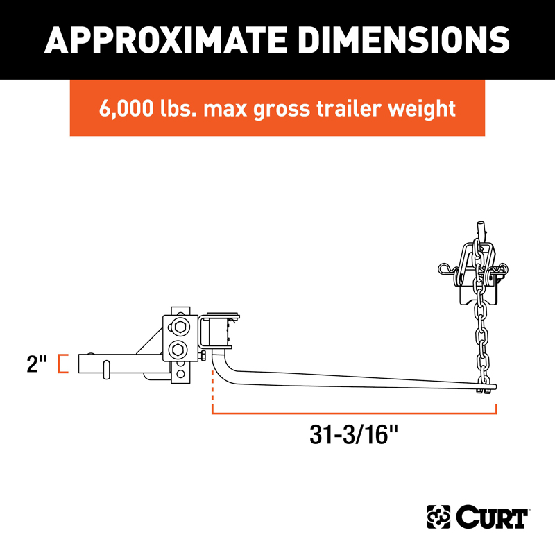 CURT | Round Bar Weight Distribution Hitch with Integrated Lubrication (5-6K)