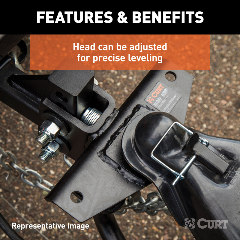 CURT | Round Bar Weight Distribution Hitch with Lubrication, Sway Control (10-14K)