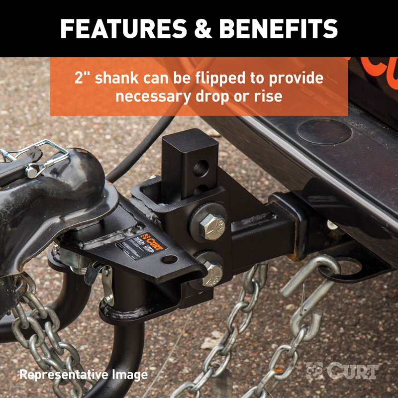 CURT | Round Bar Weight Distribution Hitch with Lubrication, Sway Control (10-14K)