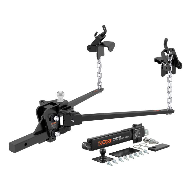CURT | Short Trunnion Bar Weight Distribution Hitch with Sway Control (10-15K, 28-3/8")