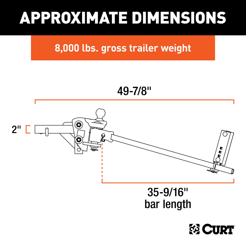CURT | TruTrack 4P Weight Distribution Hitch with 4x Sway Control, 5-8K