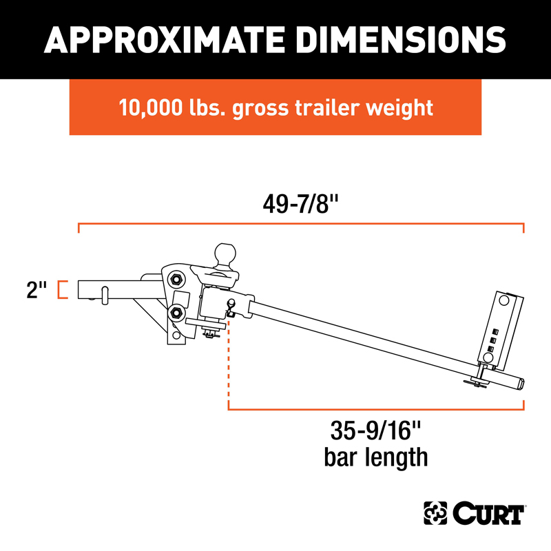 CURT | TruTrack 4P Weight Distribution Hitch with 4x Sway Control, 8-10K
