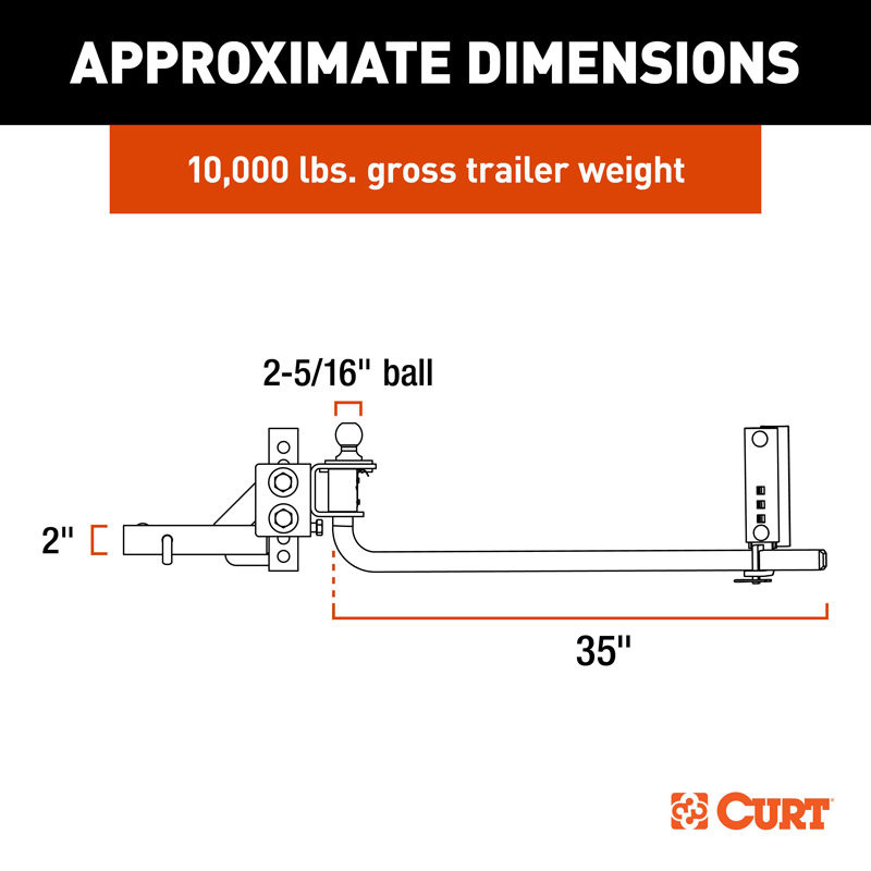 CURT | TruTrack 2P Weight Distribution Hitch with 2x Sway Control, 8-10K