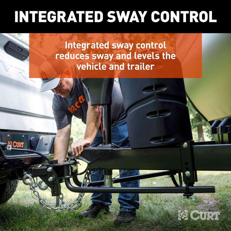 CURT | TruTrack 2P Weight Distribution Hitch with 2x Sway Control, 8-10K