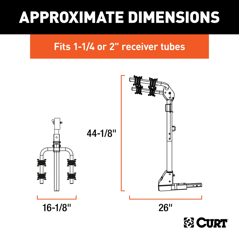 CURT | Hitch-Mounted Bike Rack (2 Bikes, 1-1/4" or 2" Shank)