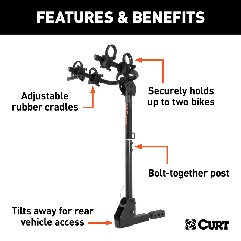 CURT | Hitch-Mounted Bike Rack (2 Bikes, 1-1/4" or 2" Shank)