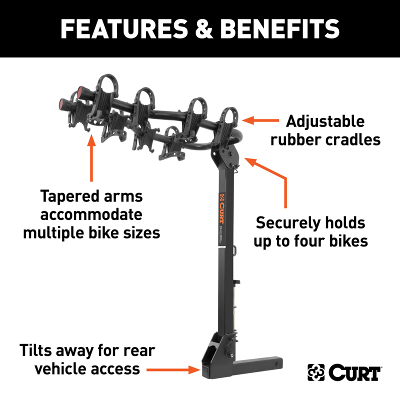 CURT | Premium Hitch-Mounted Bike Rack (4 Bikes, 2" Shank)