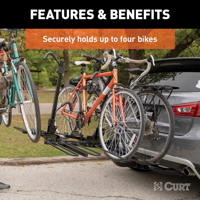 CURT | Tray-Style Hitch-Mounted Bike Rack (4 Bikes, 2" Shank)