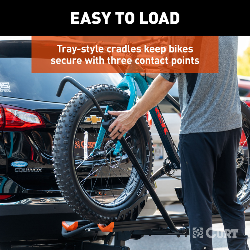 CURT | Aluminum Tray-Style Hitch-Mounted Bike Rack (2 Bikes, 2" Shank)