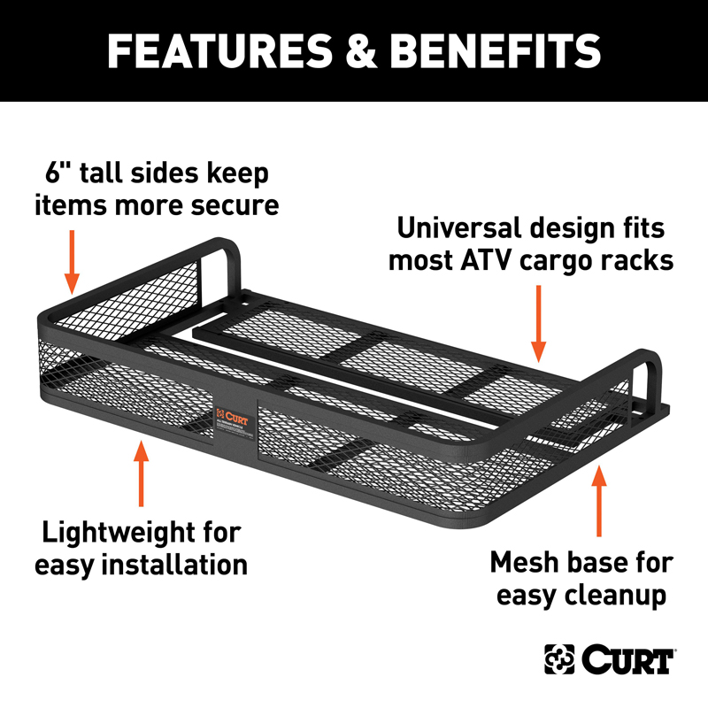 CURT | 41" x 26" Black Steel Universal ATV Cargo Carrier