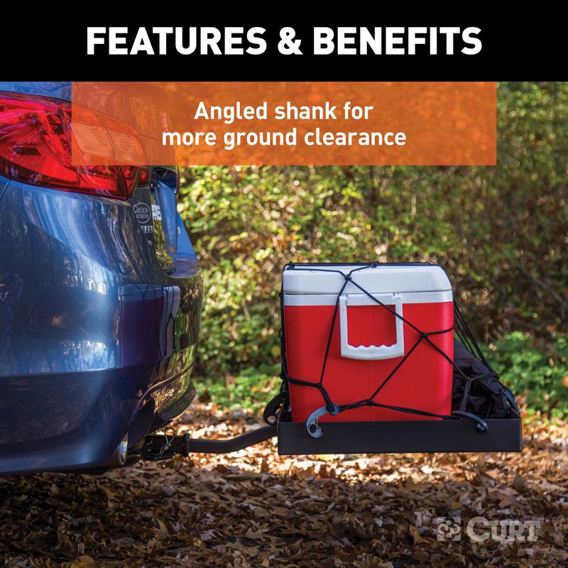 CURT | 48" x 20" Black Steel Tray Cargo Carrier (1-1/4", 2" Adapter, 300 lbs.)