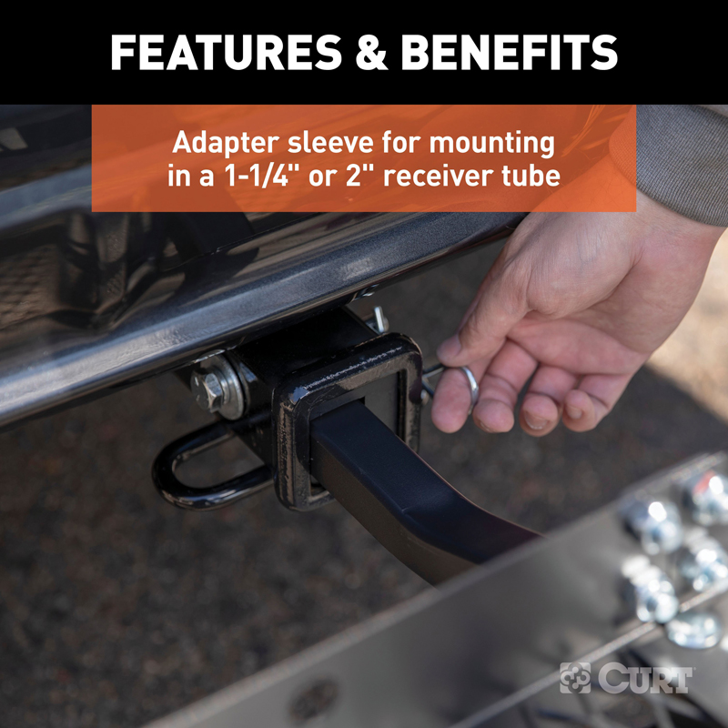 CURT | 48" x 20" Black Steel Tray Cargo Carrier (1-1/4", 2" Adapter, 300 lbs.)