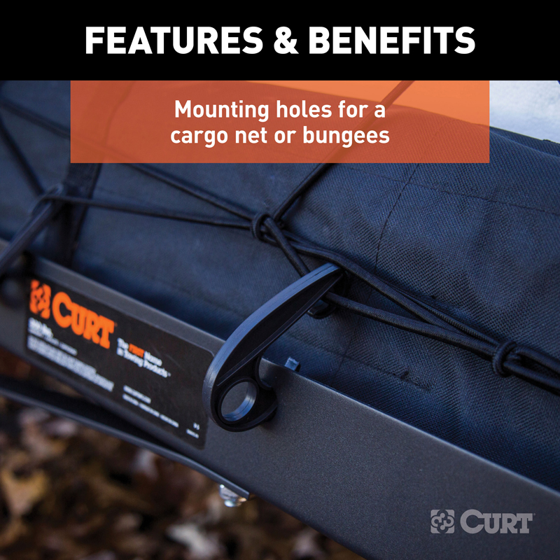 CURT | 48" x 20" Black Steel Tray Cargo Carrier (1-1/4", 2" Adapter, 300 lbs.)