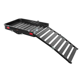 CURT | 50" x 30" Black Aluminum Hitch Cargo Carrier with Ramp (Folding 2" Shank)