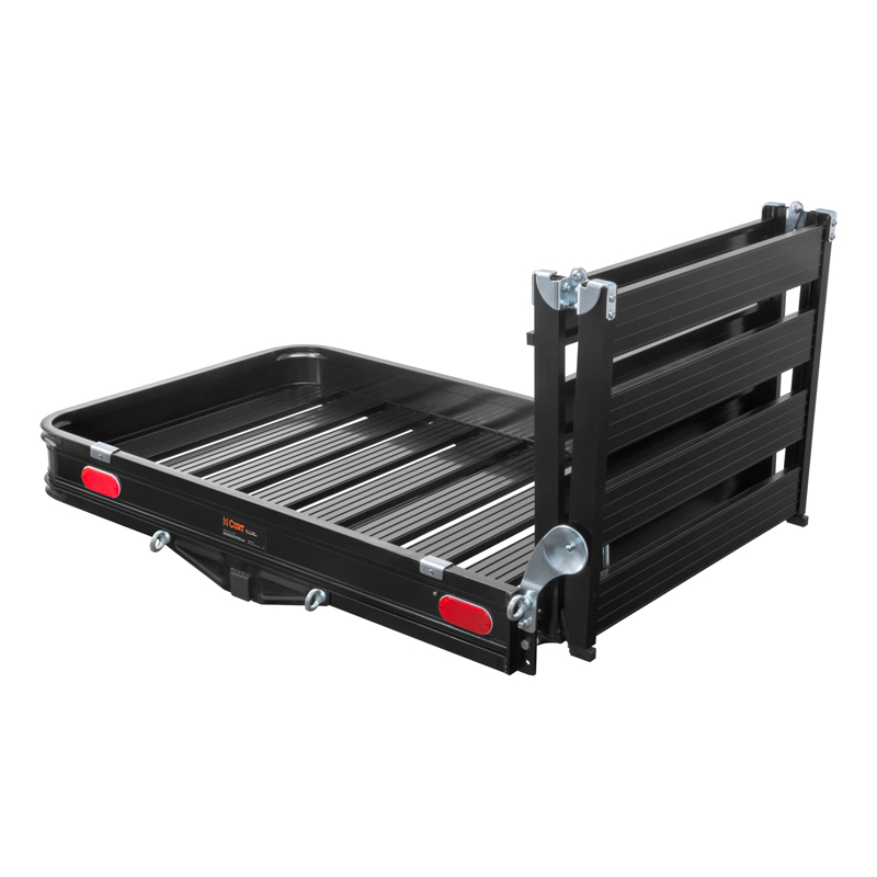 CURT | 50" x 30" Black Aluminum Hitch Cargo Carrier with Ramp (Folding 2" Shank)