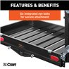 CURT | 50" x 30" Black Aluminum Hitch Cargo Carrier with Ramp (Folding 2" Shank)