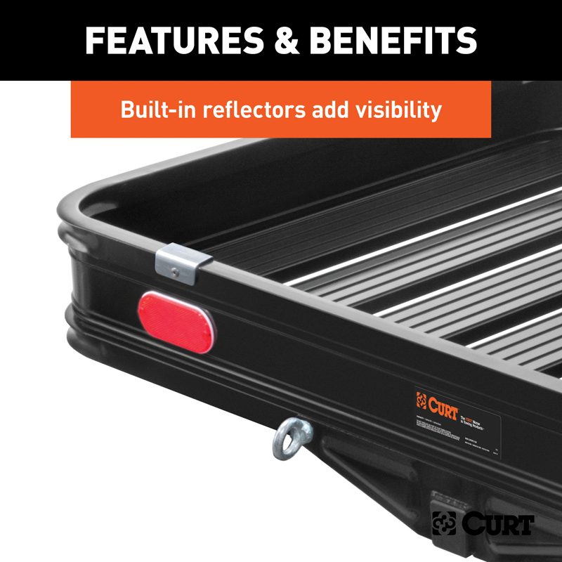 CURT | 50" x 30" Black Aluminum Hitch Cargo Carrier with Ramp (Folding 2" Shank)