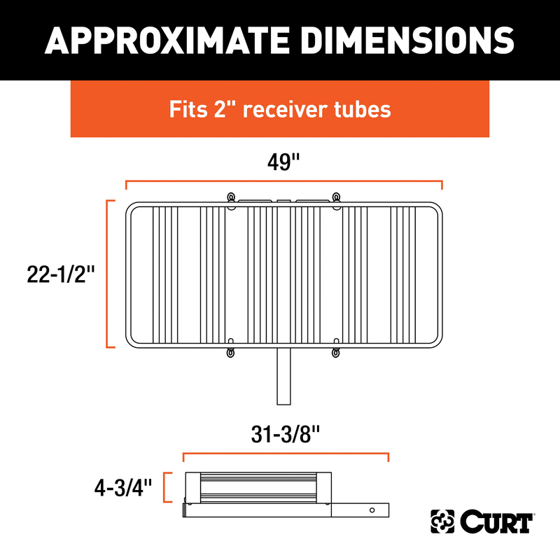 CURT | 49" x 22" Black Aluminum Basket Cargo Carrier (Fixed 2" Shank, 500 lbs.)