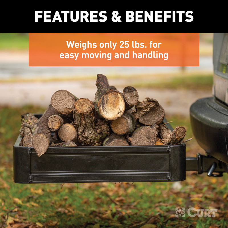CURT | 49" x 22" Black Aluminum Basket Cargo Carrier (Fixed 2" Shank, 500 lbs.)