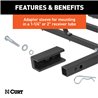 CURT | 48" x 20" Black Steel Basket Cargo Carrier (1-1/4", 2" Adapter, 500 lbs.)