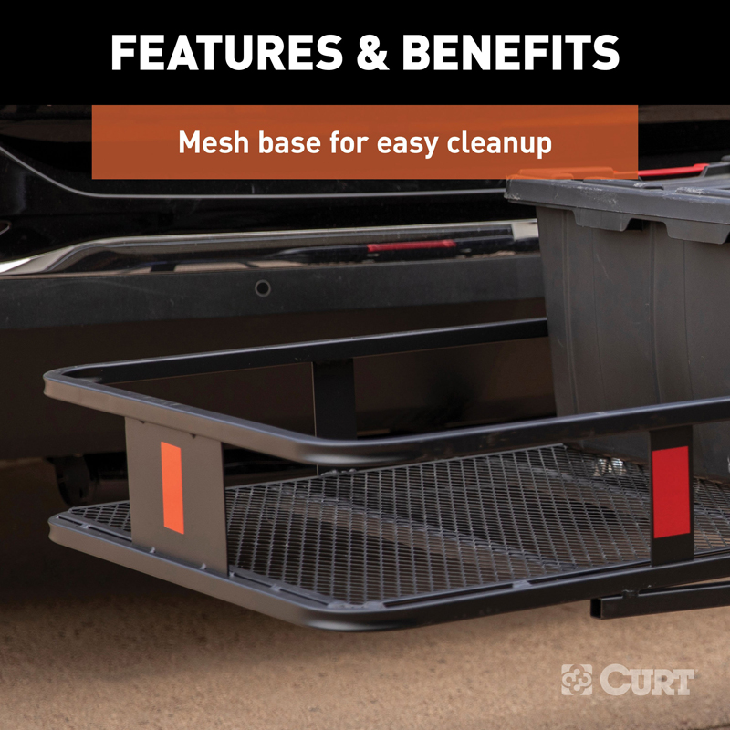 CURT | 60" x 20" Black Steel Basket Cargo Carrier (Fixed 2" Shank, 500 lbs.)