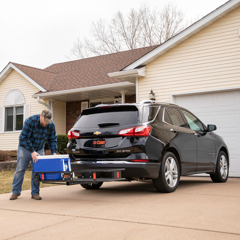 CURT | 60" x 20" Black Steel Basket Cargo Carrier (Fixed 2" Shank, 500 lbs.)