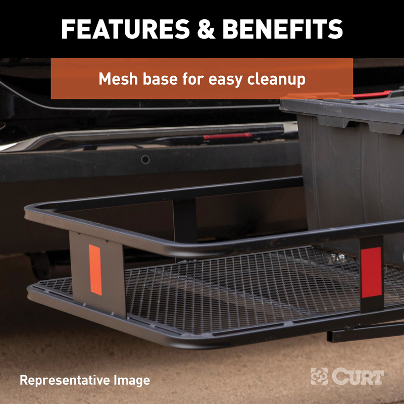 CURT | 60" x 24" Black Steel Basket Cargo Carrier (Fixed 2" Shank, 500 lbs.)