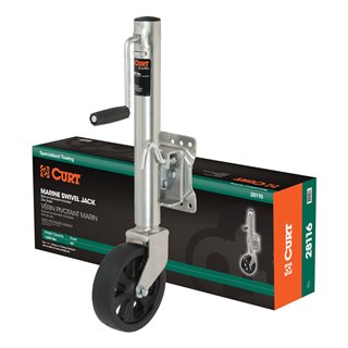 CURT | Marine Jack with 8" Wheel (1,500 lbs, 10" Travel, Packaged)