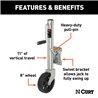 CURT | Marine Jack with 8" Wheel (1,500 lbs, 10" Travel, Packaged)