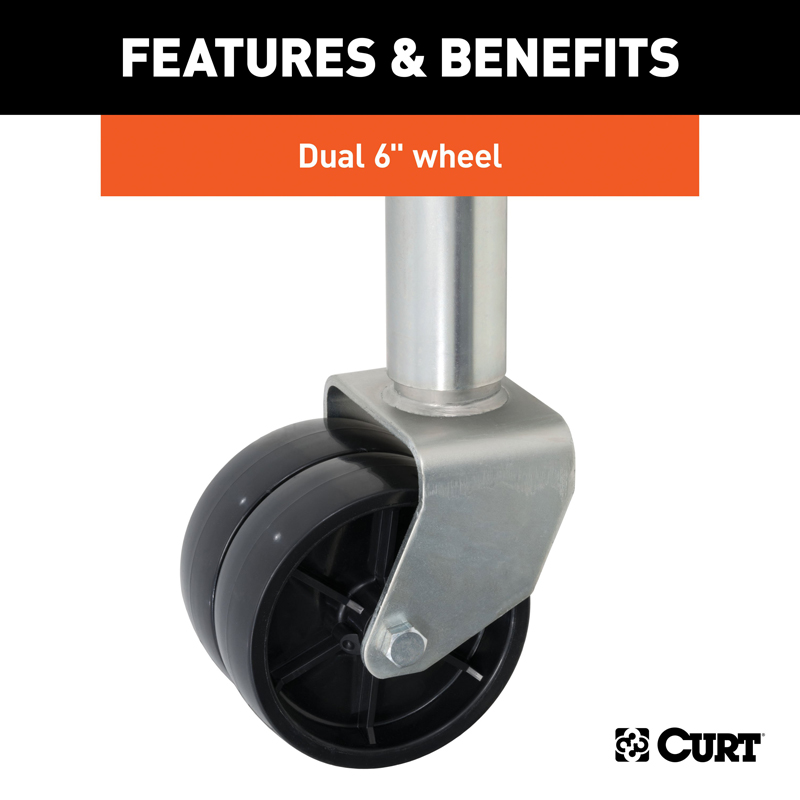 CURT | Marine Jack with Dual 6" Wheels (1,500 lbs, 10" Travel)