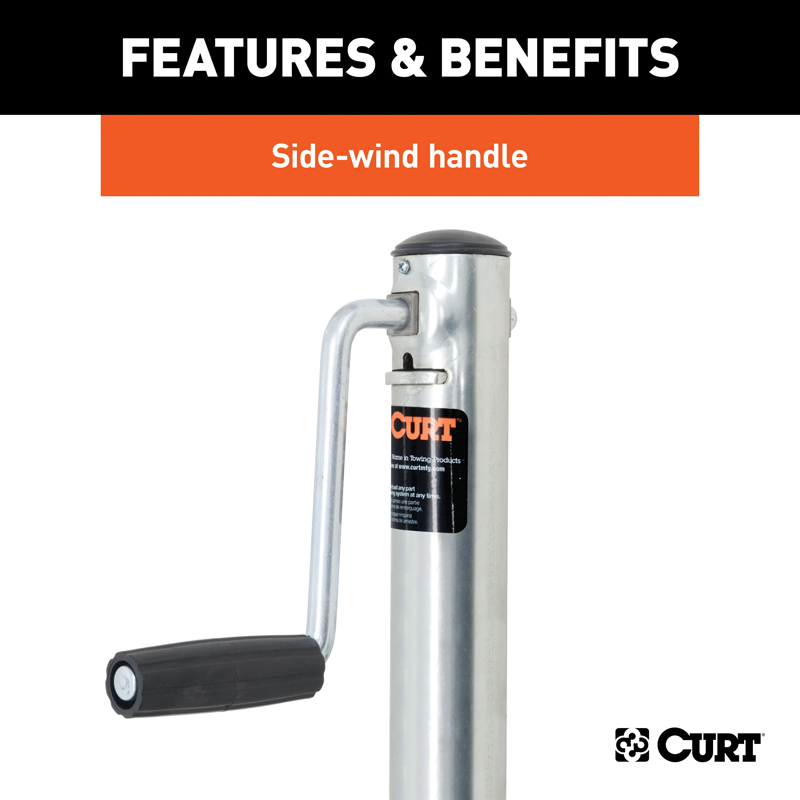 CURT | Marine Jack with Dual 6" Wheels (1,500 lbs, 10" Travel)
