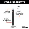 CURT | Direct-Weld Square Jack with Top Handle (8,000 lbs, 15" Travel)
