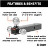 CURT | Multi-Ball Mount (2" Hollow Shank, 1-7/8", 2" & 2-5/16" Chrome Balls)