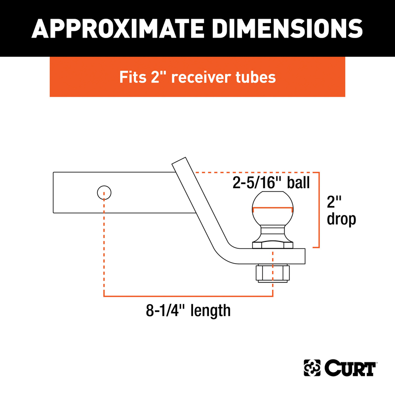 CURT | Loaded Ball Mount with 2-5/16" Ball (2" Shank, 7,500 lbs., 2" Drop)
