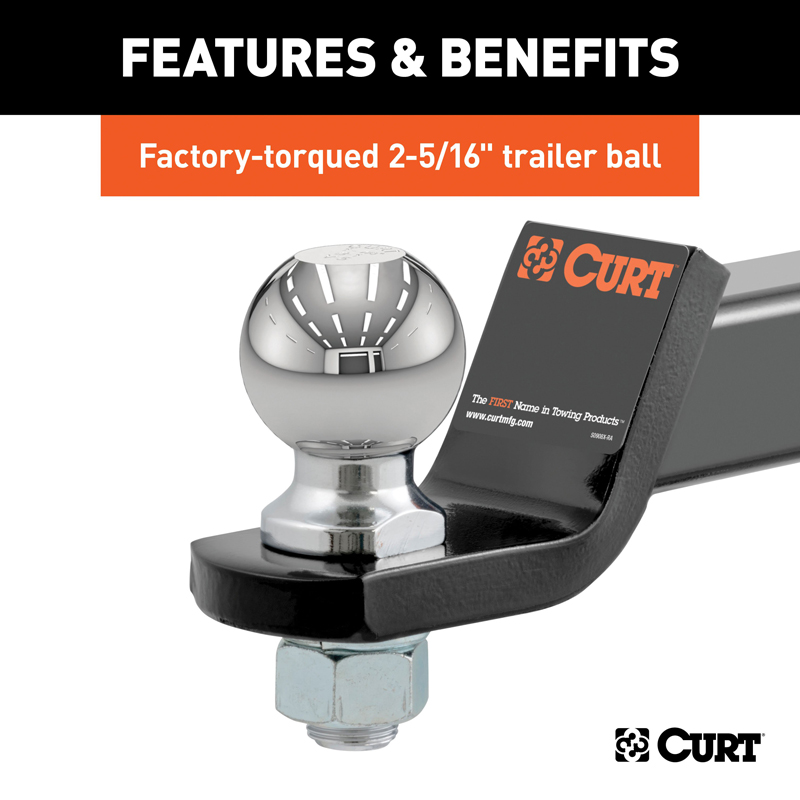 CURT | Loaded Ball Mount with 2-5/16" Ball (2" Shank, 7,500 lbs., 2" Drop)