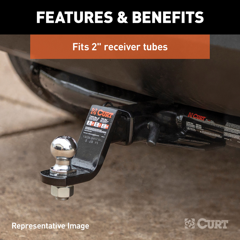 CURT | Loaded Ball Mount with 2-5/16" Ball (2" Shank, 7,500 lbs., 4" Drop)