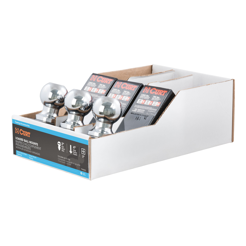 CURT | Loaded Ball Mounts with 2" Balls (2" Shank, 7,500 lbs., 4" Drop, 3-Pack)