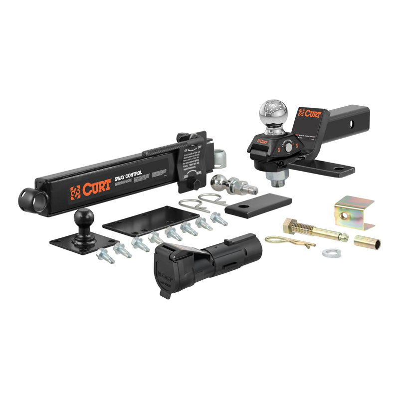CURT | RV Towing Starter Kit (Cushion Hitch, Sway Control, Echo Brake Controller)