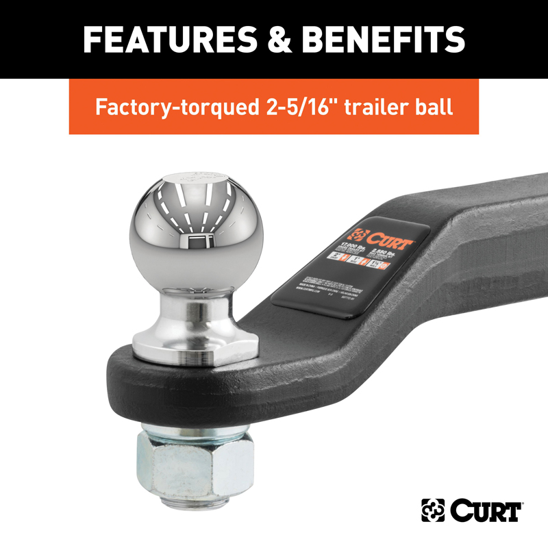 CURT | Loaded Forged Ball Mount with 2-5/16" Ball (2" Shank, 15,000 lbs., 2" Drop)