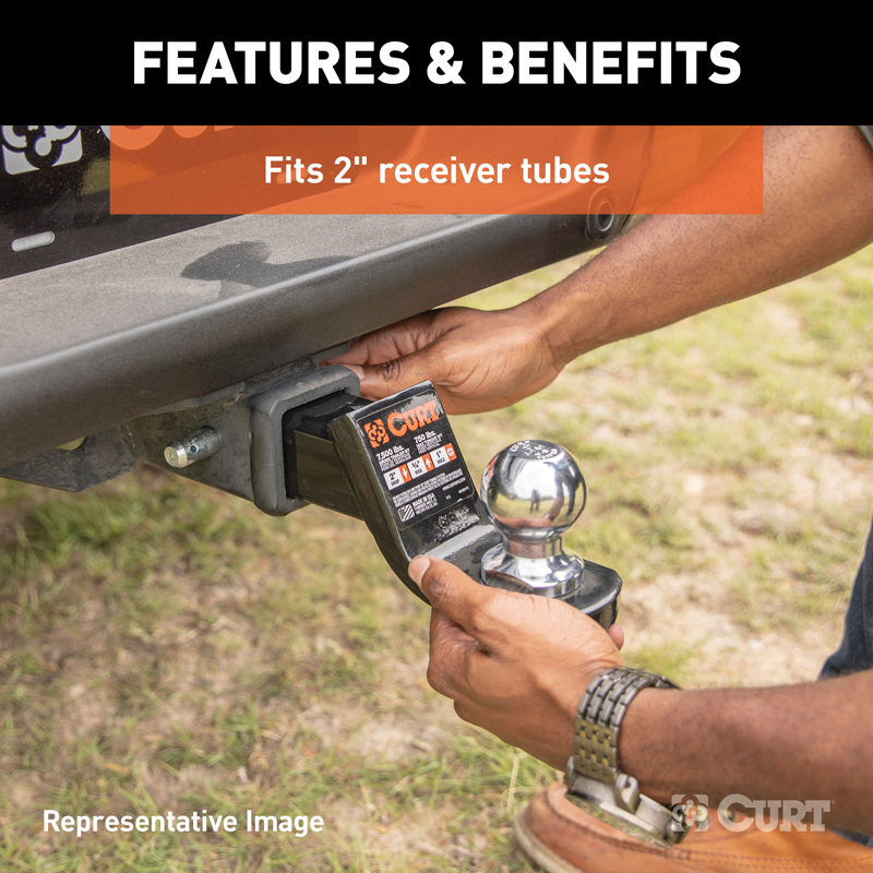 CURT | Towing Starter Kit with 2" Ball (2" Shank, 7,500 lbs, 2" Drop)